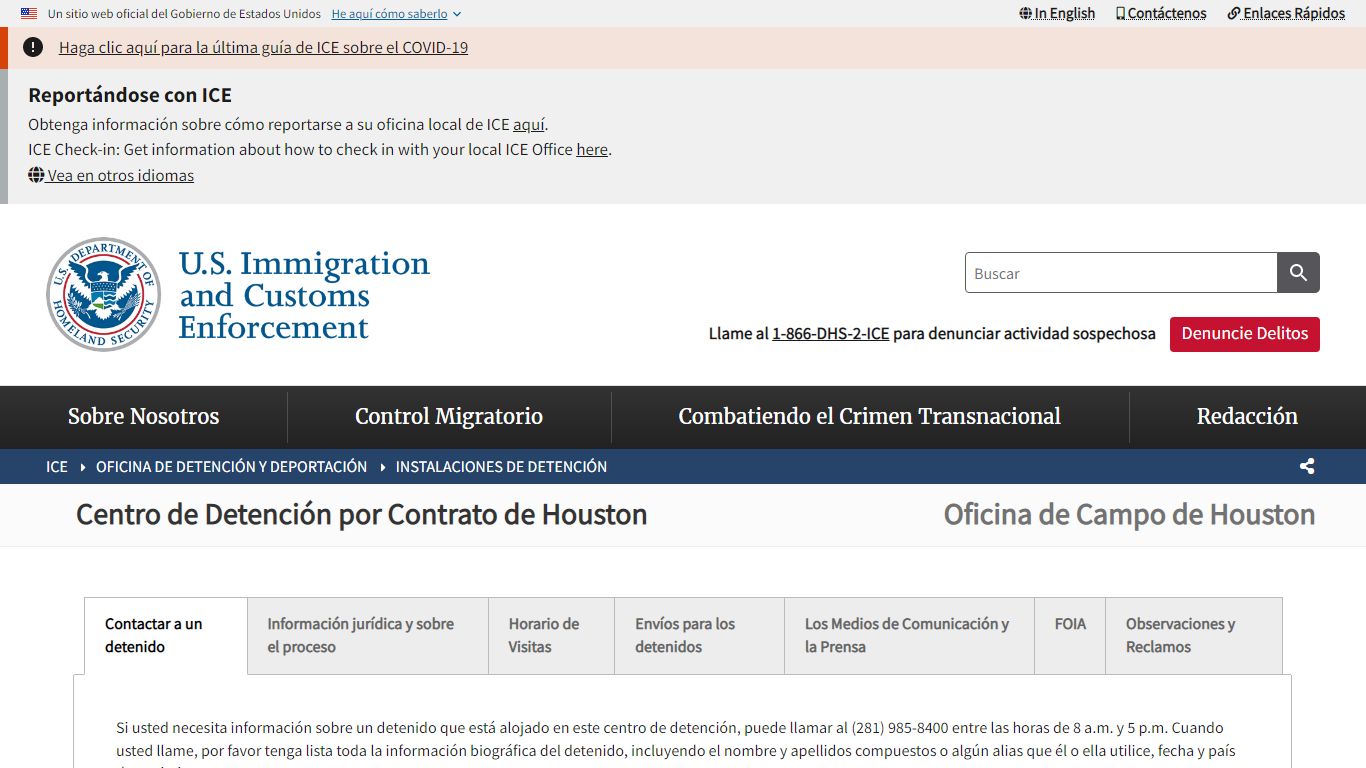 Centro de Detención por Contrato de Houston | ICE